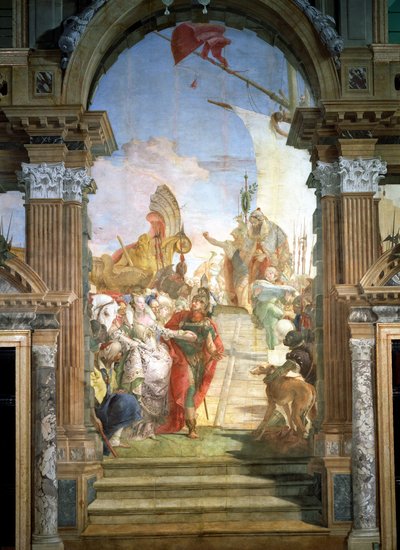 Das Treffen von Antonius (ca. 82-30 v. Chr.) und Kleopatra (51-30 v. Chr.) 1747-50 von Giovanni Battista Tiepolo